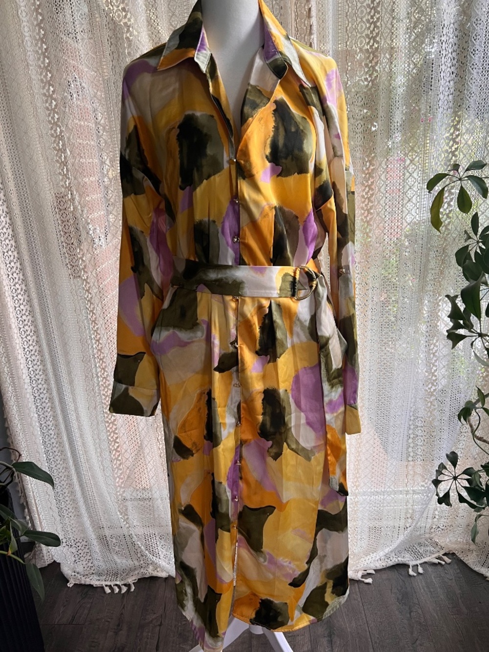 NWT French Connection abstract colorful shirt dress - Picture 2 of 13